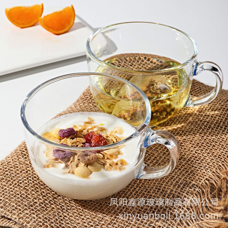 Large-capacity glass breakfast cups, milk cups, oat cups, coffee cups, water cups, printed logo gift cups, wholesale cups Specification drawing