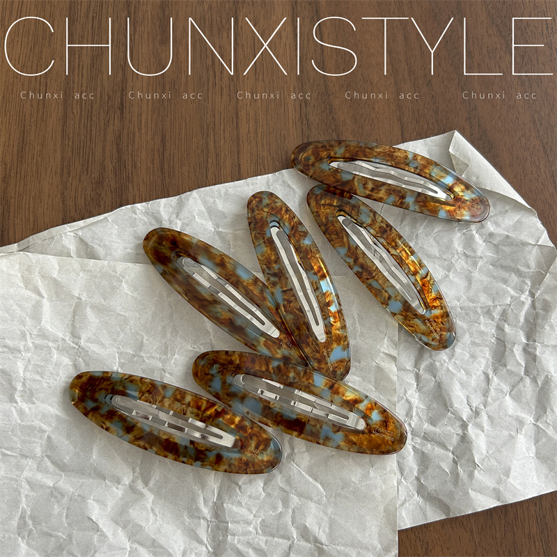 Hollowed-out oval BB clips, stylish blogger hair clips, acetate bangs clips, gold label side hair clips, hair clips, new headwear full figure