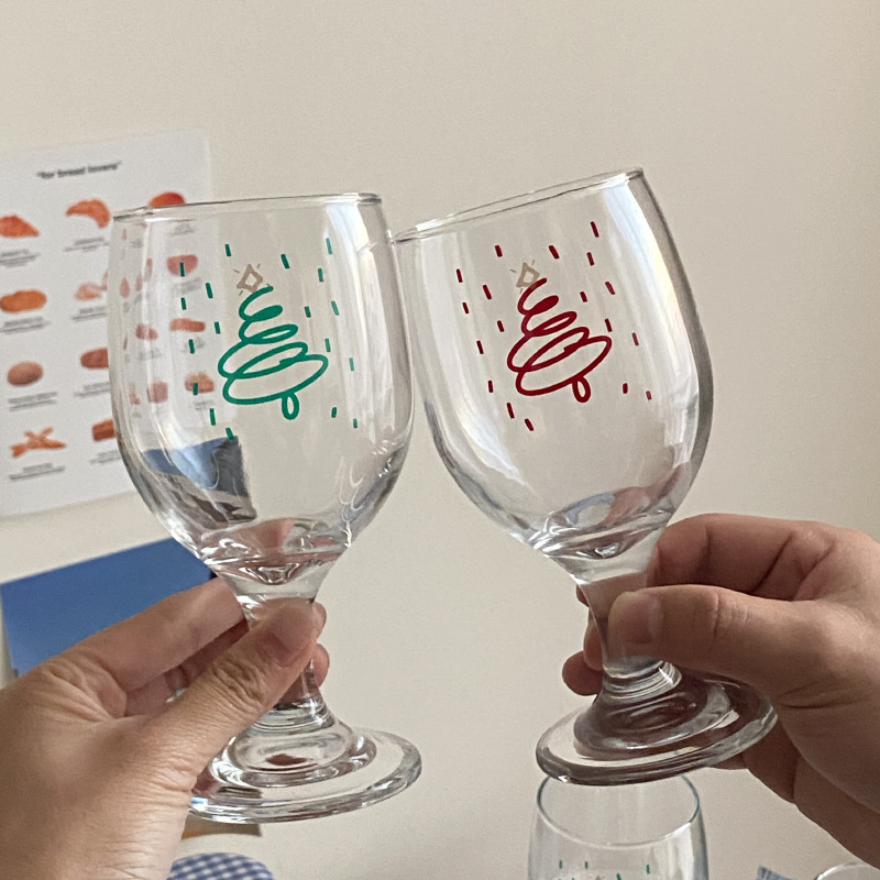French retro and elegant Christmas tall glass, ins atmosphere red wine glass, champagne glass, juice glass gift details Picture