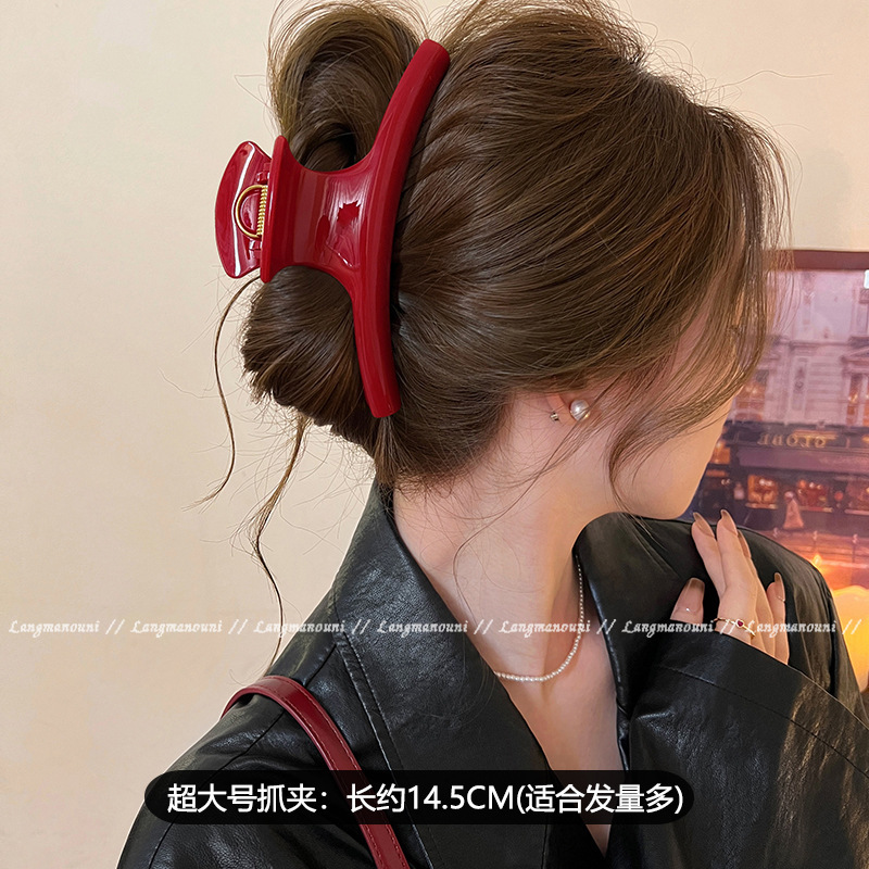 Extra-large 15cm hair volume multi-grip women's 2025 new simple large high-end style hair clip Shark clip at the back of the head Application Scenario