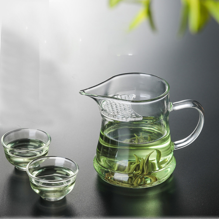 Wholesale of simple glass tea dispensers, thickened fair cups, Gongdao cups, tea sets, green tea cups, Gongfu tea sets and tea sea cups Specification drawing