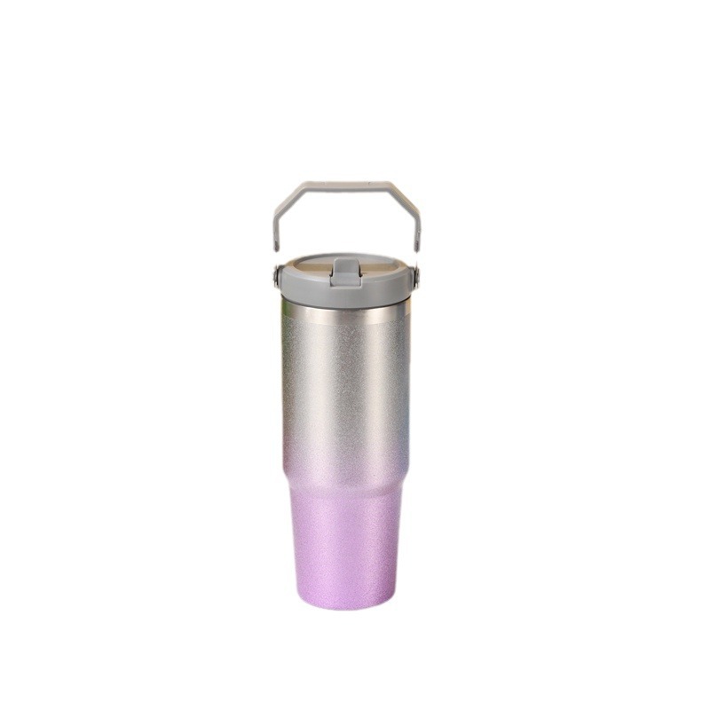 30oz single-drinking handle cup, 304 stainless steel diamond paint surface car cup, large-capacity cold and heat preservation insulated cup Item Picture