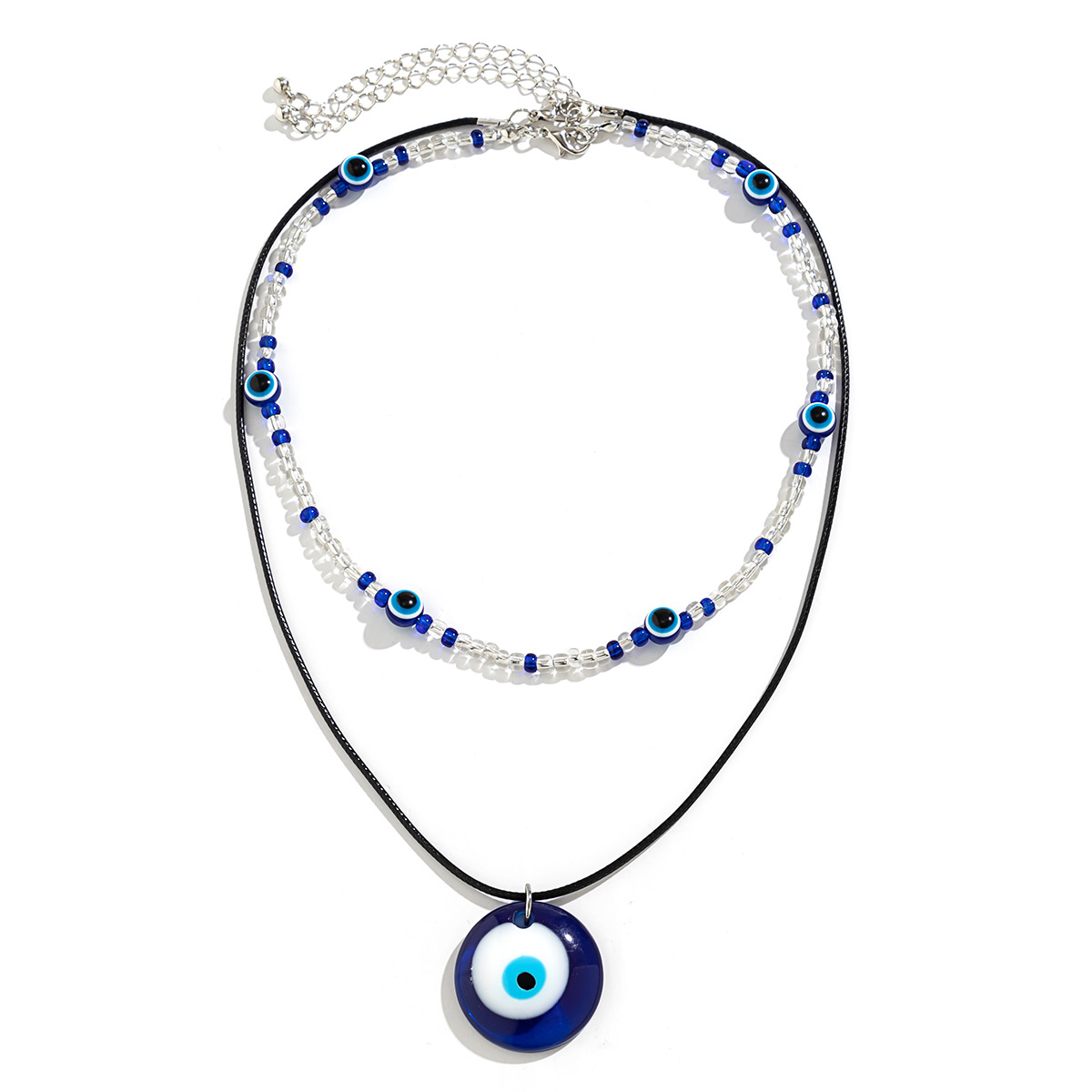 European and American fashion blue eyes retro beaded necklace cross-border accessories ethnic style Bohemian ladies' necklace Item Picture