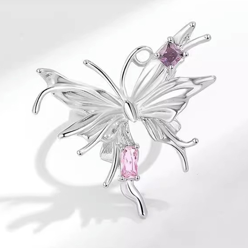 Fashionable and light luxury diamond-encrusted butterfly ring, niche design, high-end sense, open index finger ring, unique, sweet and cool, spicy girl ring Specification drawing