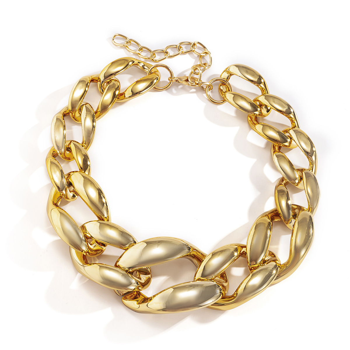 European and American cross-border jewelry hip-hop punk thick chain hollowed-out necklace, women's street style button exaggerated single-layer necklace Application Scenario