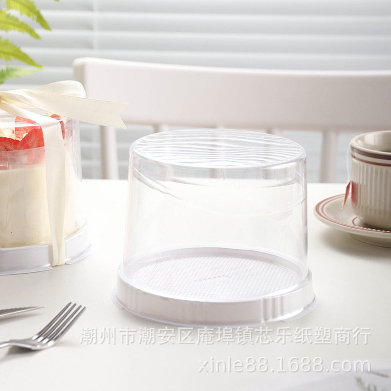 4-inch round birthday cake packaging box, multi-layered Mousse Tiramisu disposable transparent baking box, a popular Internet celebrity Specification drawing