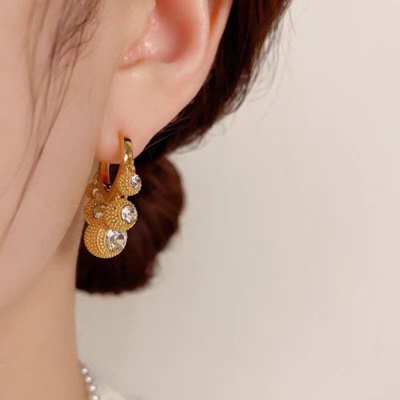 The 2025 new "Five Blessings Arrive at the Door" durian Ball earrings are a unique and niche earring for women, exuding a sense of high-end elegance and refinement details Picture