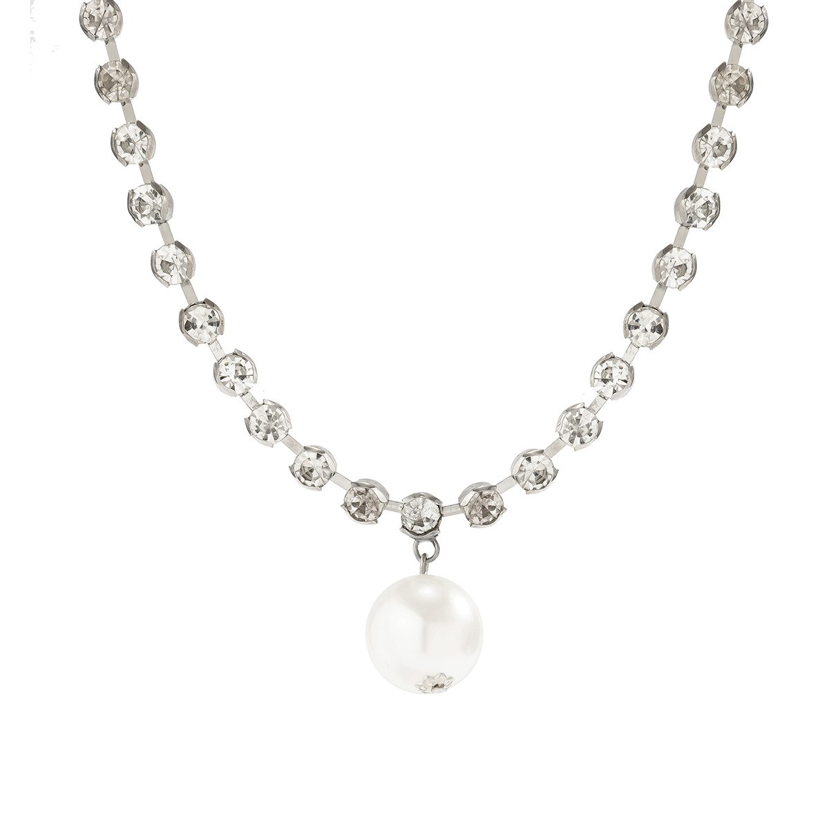 European and American cross-border jewelry, elegant and refined pearl pendant necklace niche and unique imitation pearl necklace collarbone chain Item Picture