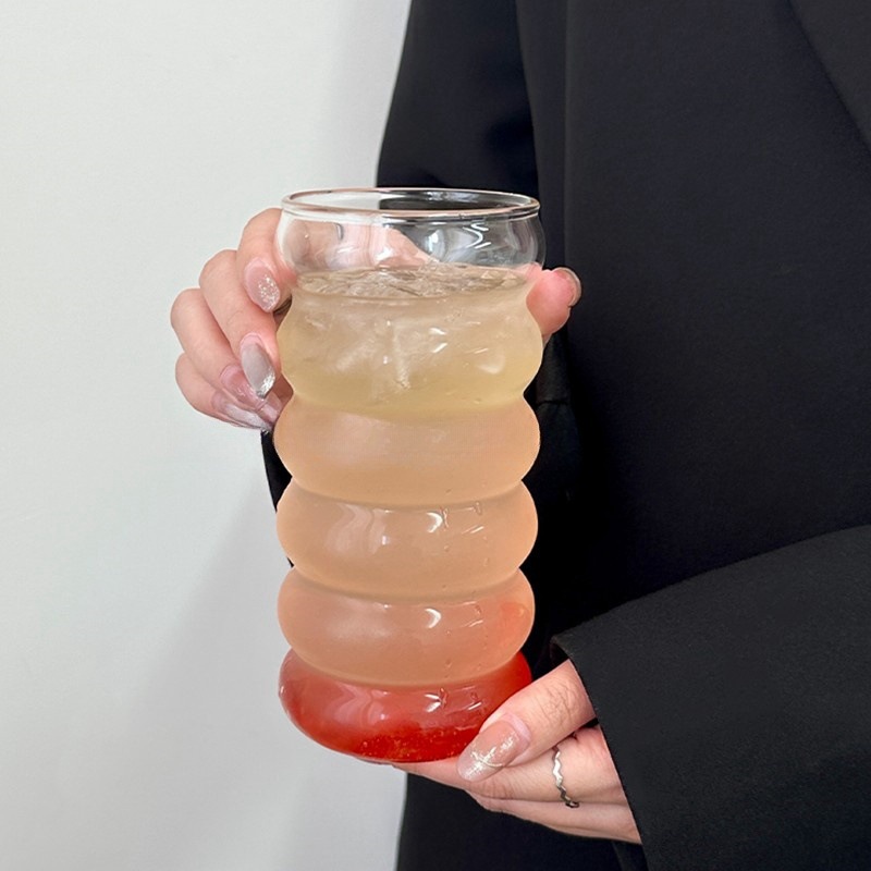 High borosilicate glass transparent six-ring caterpillar cup, high-temperature resistant single-layer cup, high appearance level, simple thickened glass cup Application Scenario