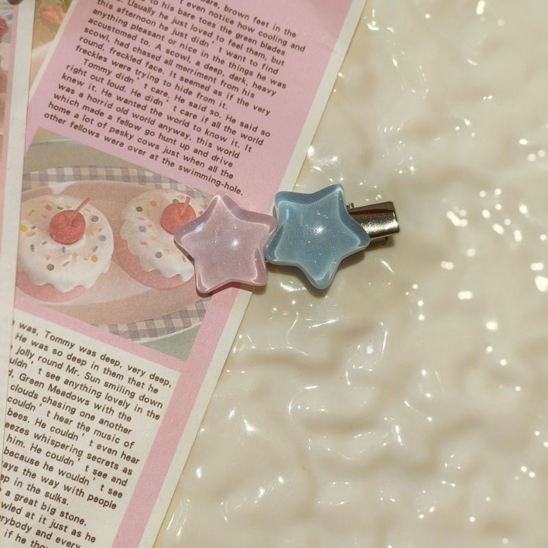 Jelly-colored ins-style sparkling star hair clips and hair accessories, girl bangs side clips, student hair clips and headwear Specification drawing