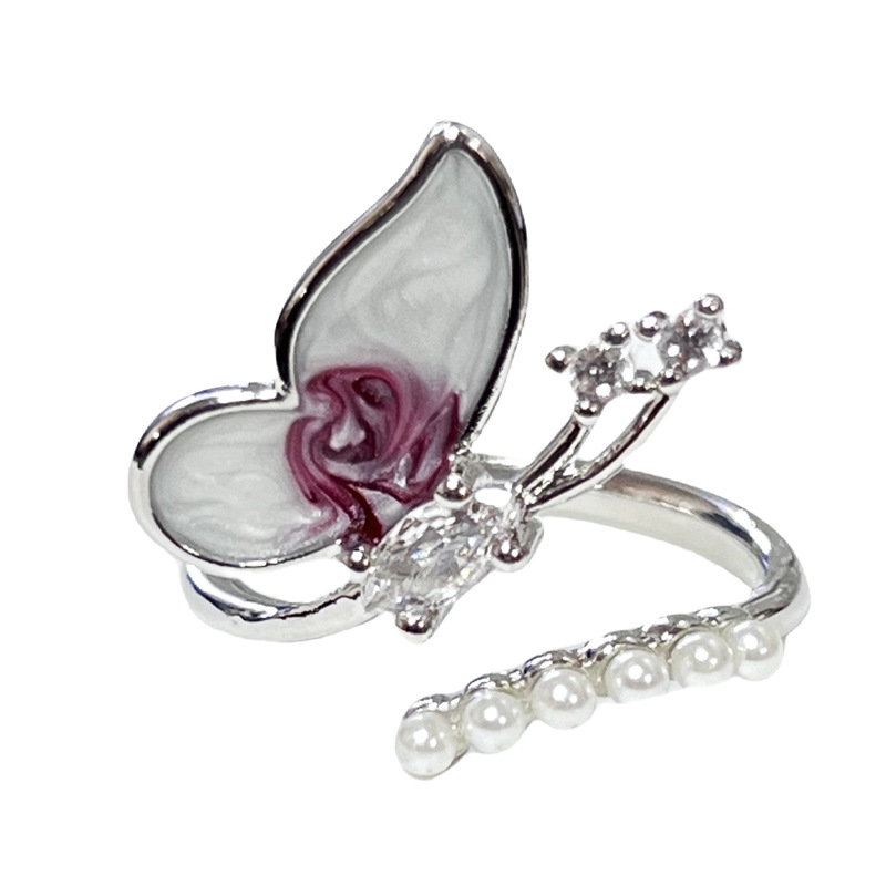 Enamel gradient butterfly ring for women, 2025 new style, fashionable and individual, cold style, niche design, index finger ring Item Picture