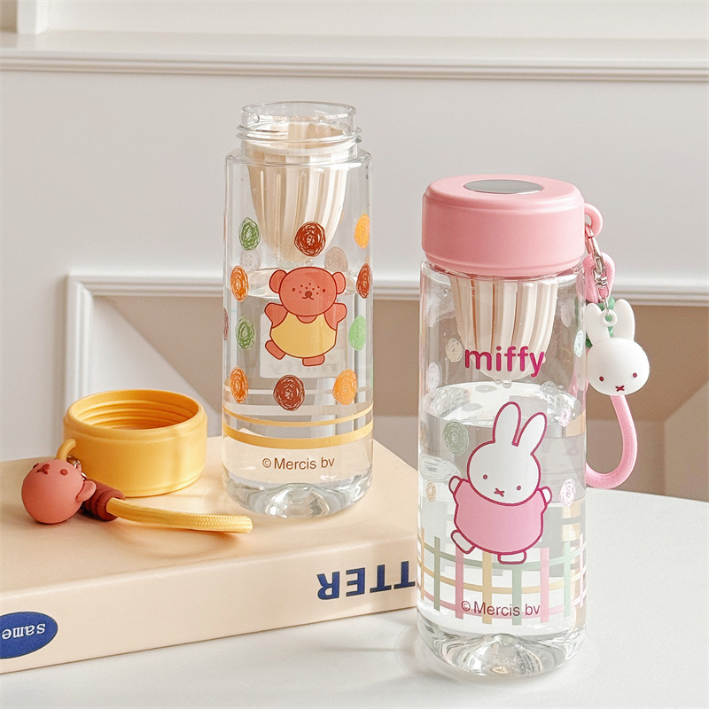 Authentic Miffy portable handle cup for going out, heat-resistant tea and water separation cup for summer office workers, high appearance level for girls details Picture