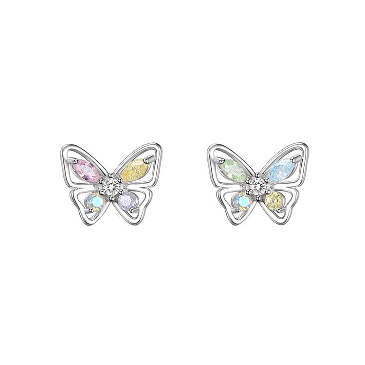 The new summer style features bright and cheerful butterfly earrings and stud earrings. The sweet pink and blue small butterfly irion-dollar style exudes a unique and distinctive charm Item Picture