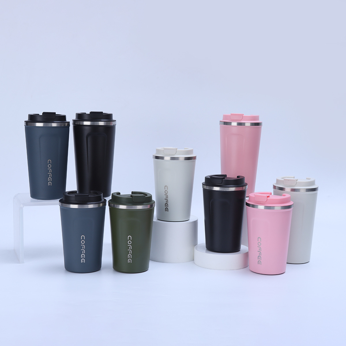 304 stainless steel vacuum insulated cup, office and business high appearance level coffee cup, outdoor flip lid car portable cup details Picture