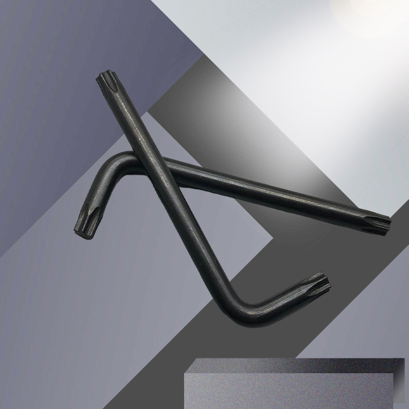 Factory direct supply of 45# medium carbon ball head flat head wrench L-shaped star Allen wrench (no drilling) Specification drawing