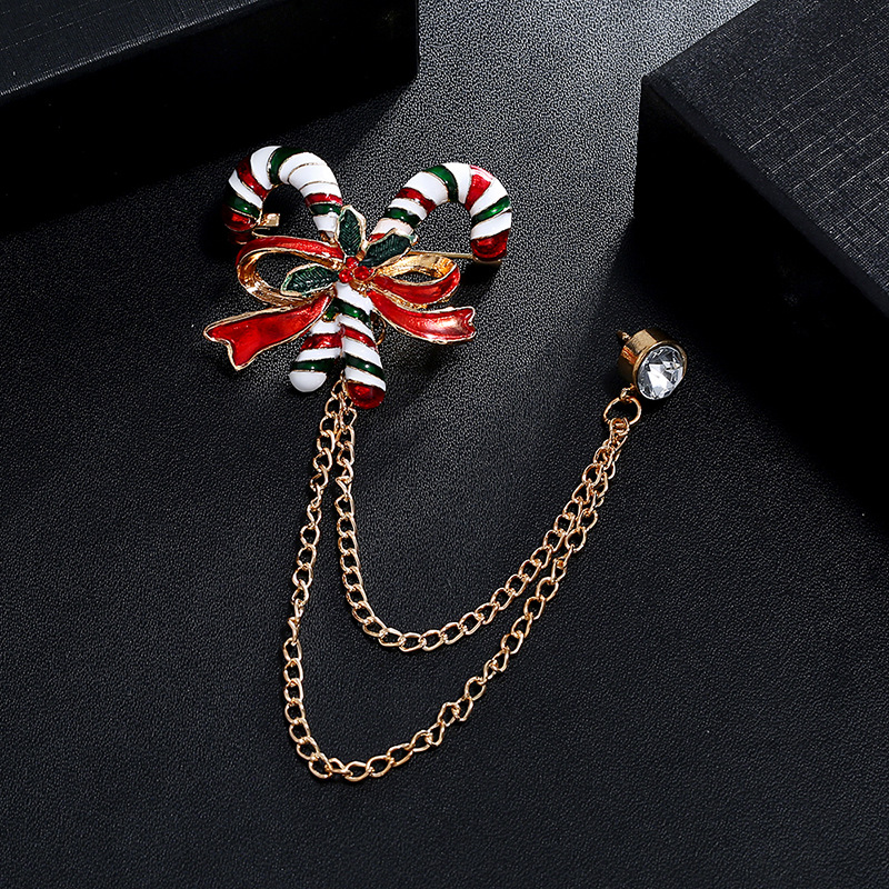 Wholesale of new European and American colored oil-dripping Christmas crutches, double-chain collars, brooches, flower brooches and Christmas gifts details Picture