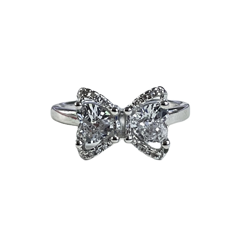 French sweet and cool colored zircon heart-shaped bow open ring, a unique and cold style light luxury and high-end ring for women Item Picture