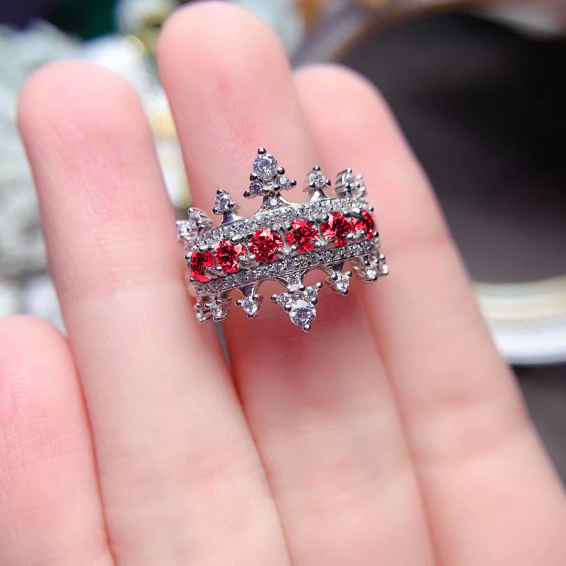 This unique open-top red diamond zircon ring with a light luxury and high-end feel is a perfect and versatile sweet and cool fashion ring for women details Picture