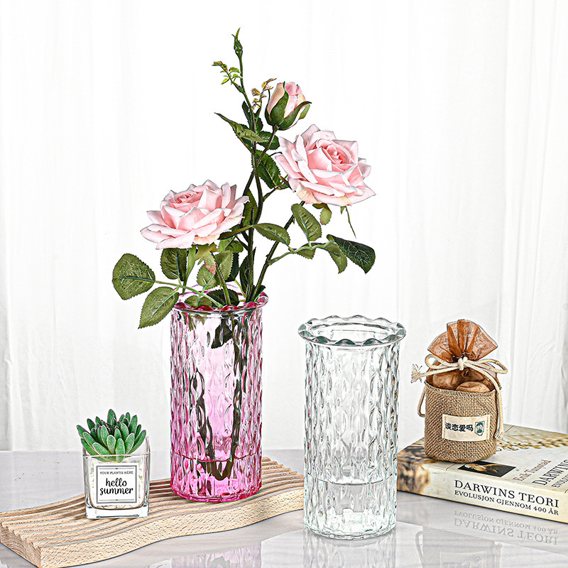 Factory wholesale gift glass vases, dried flower arrangements, simulated flower vases, European-style home decorations, and lucky bamboo vases Specification drawing
