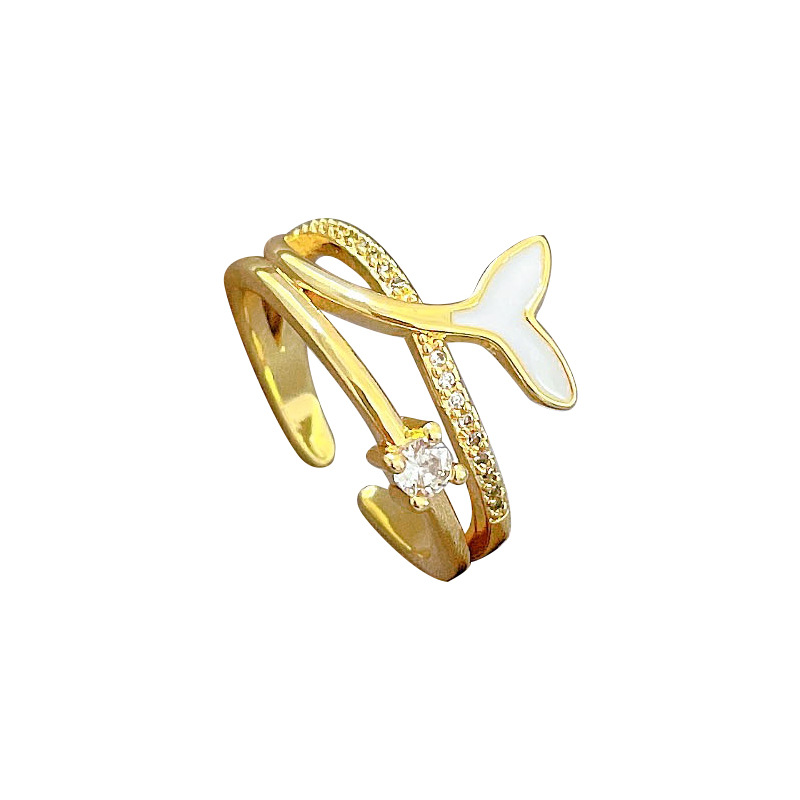 【 Real Gold 】 Mermaid Tail Fashion ring with adjustable opening, simple jewelry, Japanese-style ring couple rings Item Picture