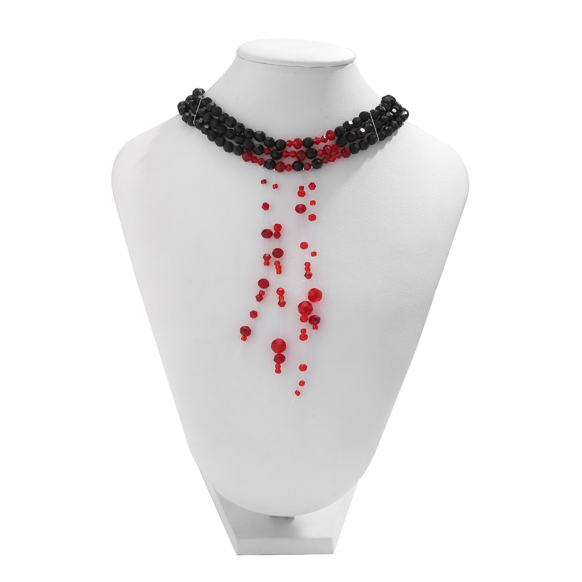 European and American Gothic style beaded necklaces, red blood drop choker necklaces, artificial blood imitation crystal tassels, Halloween decorations Item Picture