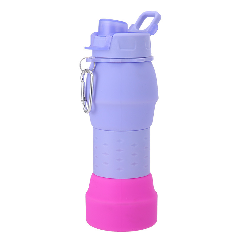 Outdoor food-grade silicone folding water cup, portable hand-held silicone bottle for travel, fitness and sports water bottle Item Picture