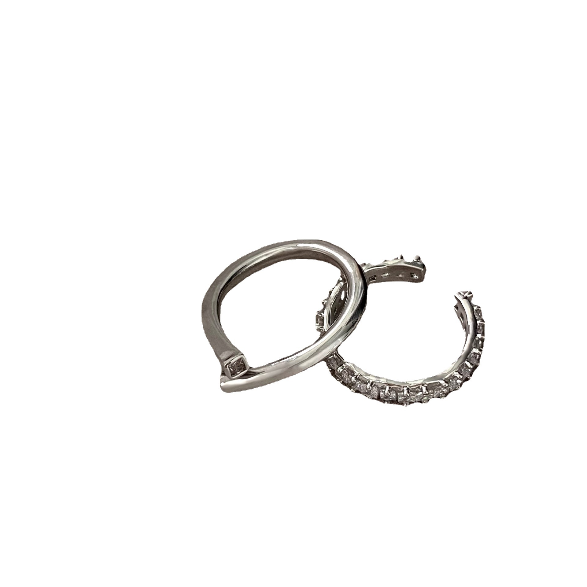 Minimalist opening adjustable plain ring, women's niche design, ins cold style set, zircon full diamond food ring Item Picture