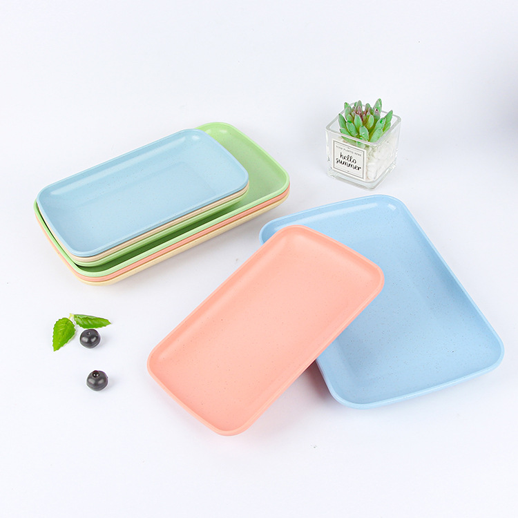 Wheat bellflower household rectangular tray plate, restaurant rectangular plate, simple plastic plate, snack plate Specification drawing