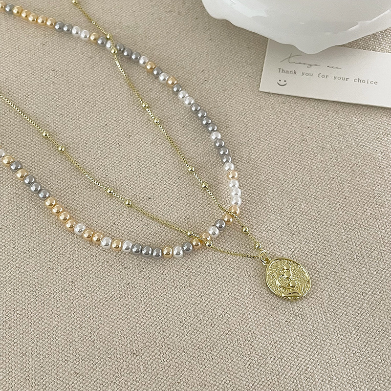 This multi-color beaded rose-shaped round brand necklace is a versatile and elegant sweater chain for women, featuring a new style from 2024 Specification drawing