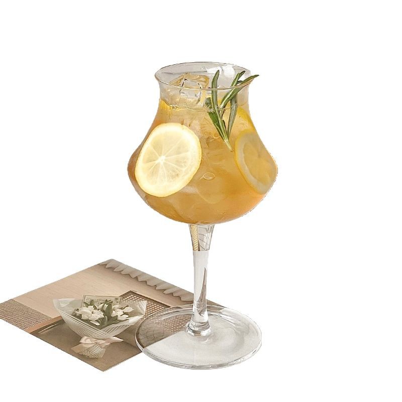 Retro InS-style refillable special drink cup, high-footed glass iced American latte coffee cup, personalized cocktail cup Item Picture