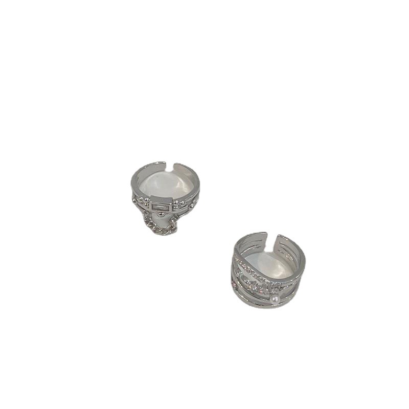 Zircon chain multi-layer light luxury cold style open ring for women, Korean Instagram niche design layered ring Item Picture