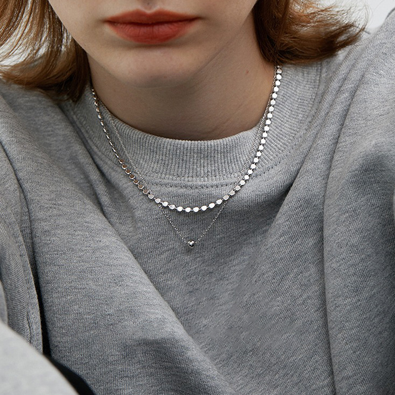Fashionable and classic, niche double-layer beaded necklace for women, minimalist and versatile, light luxury collarbone chain sweater chain, Instagram Specification drawing