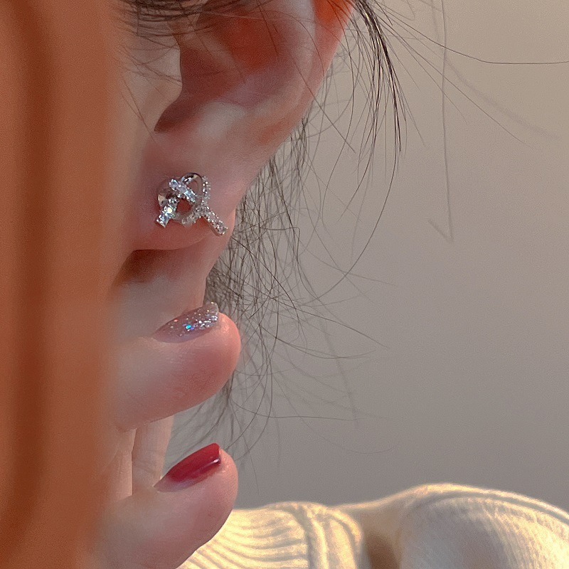 Small and exquisite zircon knotted earrings for women, a new trendy stud in 2025, a high-end and stylish Korean earpiece that has become a social media sensation Application Scenario