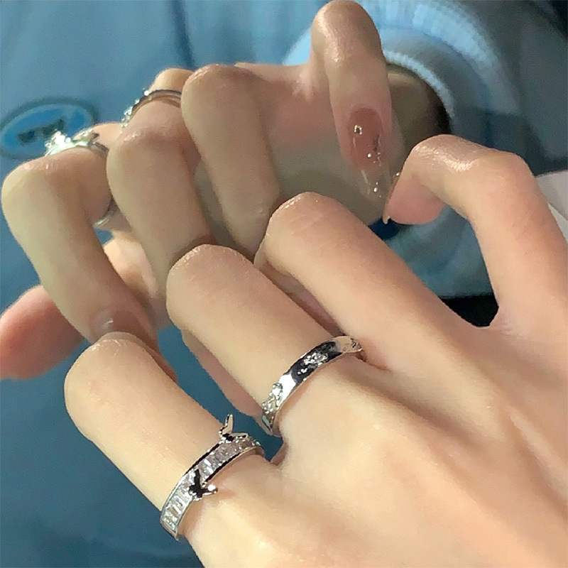 Exquisite three-dimensional butterfly zircon stacked band ring, a popular Korean Instagram trendy adjustable opening ring bracelet details Picture