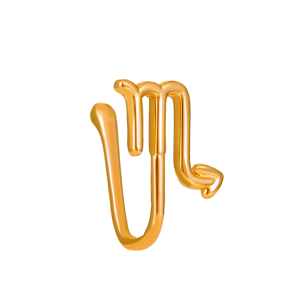 Cross-border European and American 12 zodiac signs non-perforated nose clips and nose rings for women and men, ins style fashionable gold and U-shaped nose ornaments puncture accessories Item Picture