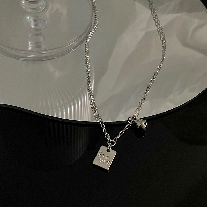 luck elegant and stylish necklace for women, retro round ball letter square plate collarbone chain, fashionable, artistic and light luxury accessories wholesale Specification drawing