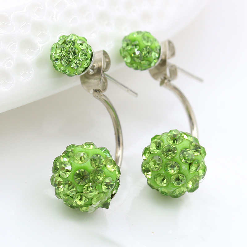 Silver-plated crystal ball stud earrings, Korean style exquisite earrings, back-hanging Shambhala diamond ball fashionable earrings wholesale Application Scenario