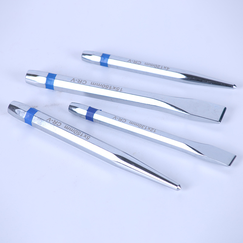 The manufacturer supplies six-piece sets of pins, flat punching chisel sets, pin punching conical punching chisel heads, flat punching pointed heads, chromium-vanadium steel mirror surfaces Application Scenario