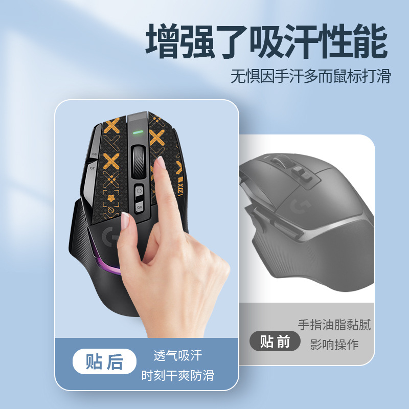 SAN Carlo is suitable for Logitech G502X anti-slip stickers, mouse games, g502x stickers, foot stickers, Teflon palm films details Picture