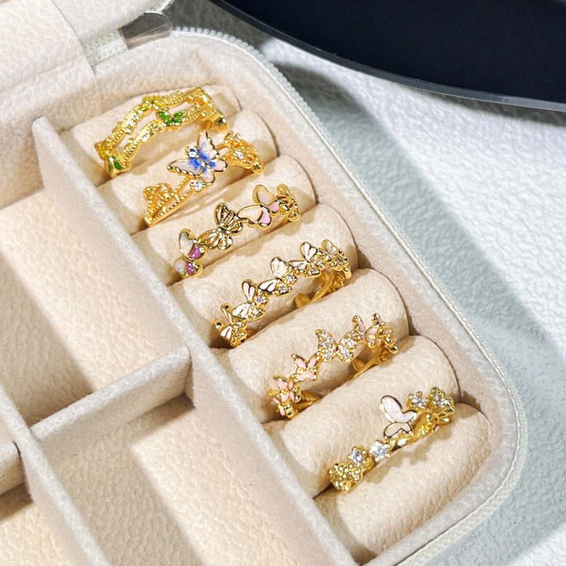 2025 New niche design enamel gold butterfly opening ring, a sweet, cool and cold style exquisite and elegant ring for women details Picture