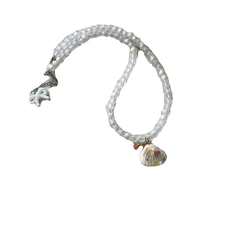 Island vacation style ~ Shell and star bejeweled seaside necklace for women, a refreshing summer vibe, an Instagram niche and versatile collarbone chain Item Picture