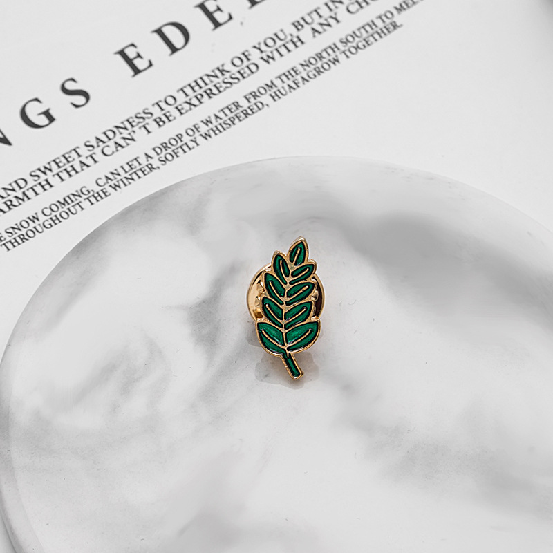 European and American fashionable and creative plant leaf oil drip brooches, Japanese and Korean cute alloy oil drip pins and brooches for export wholesale Specification drawing