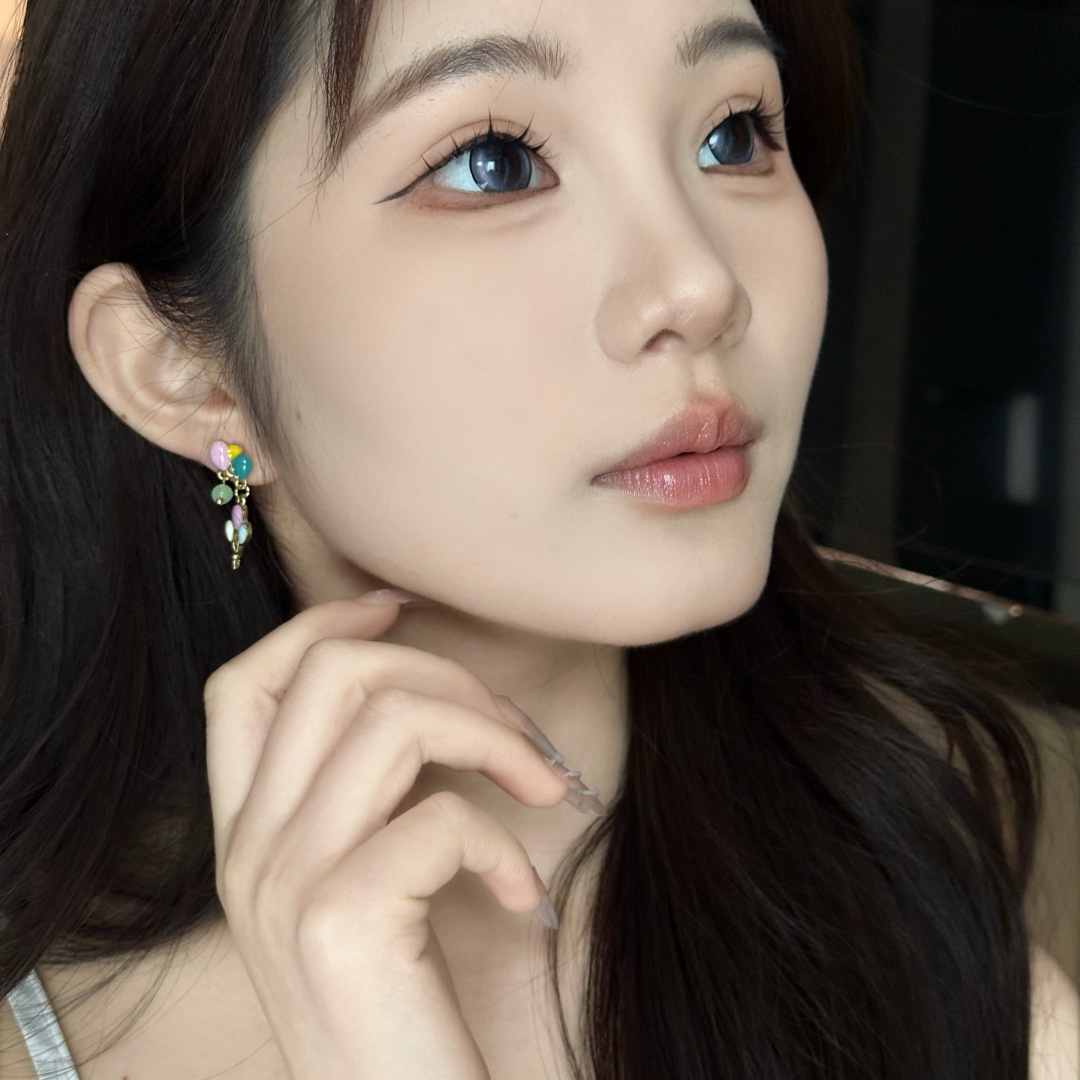 Spring and summer new dopamine versatile colored glaze balloon stud earrings, a sweet and unique design with a high-end feel for women Specification drawing