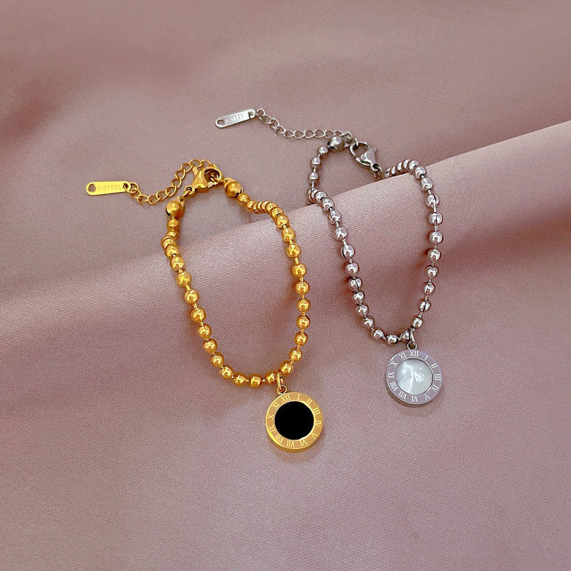 【 All-titanium Steel 】 Dongdaemun's unique and elegant forest-themed cold style Roman bead bracelet, a retro female Internet celebrity Specification drawing