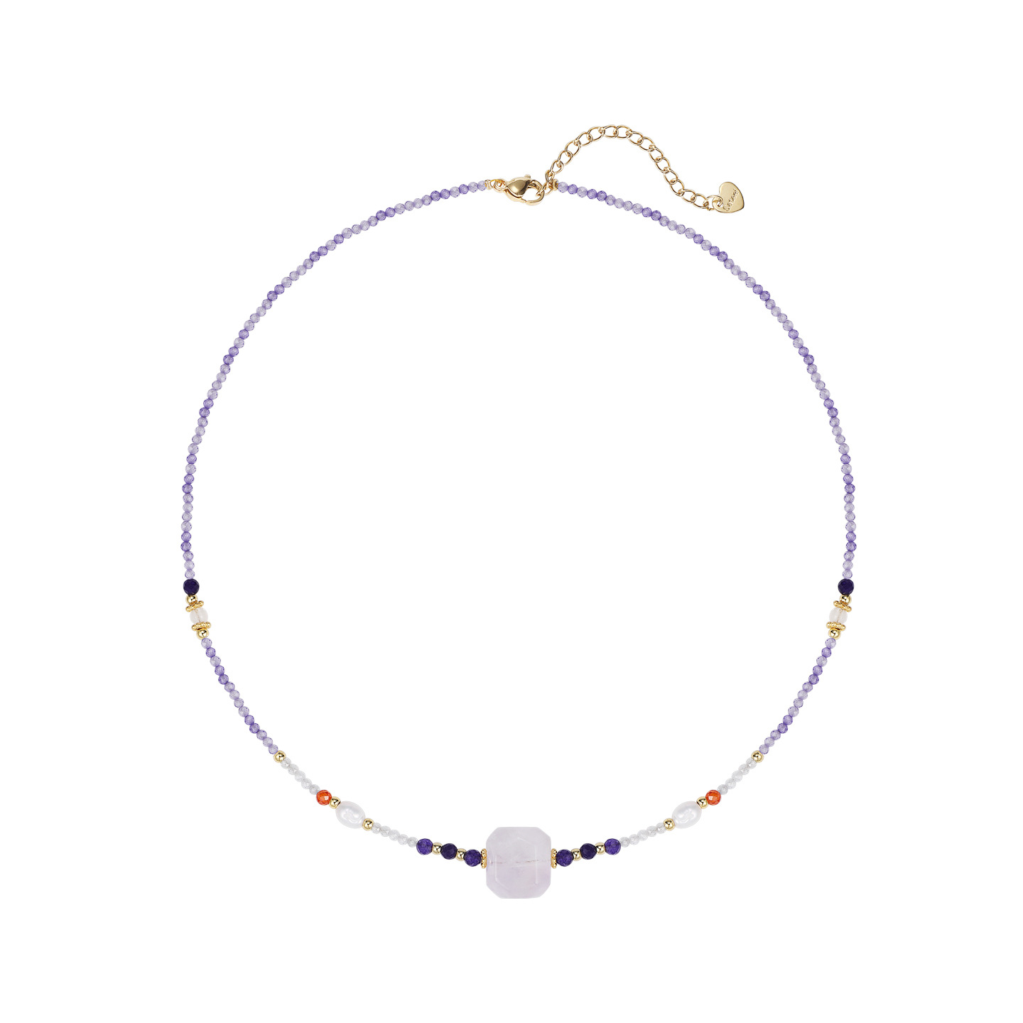 Carefully selected new Chinese-style amethyst necklace for women, simple, light luxury and fashionable. Freshwater pearl collarbone chain, zircon pendant necklace Item Picture