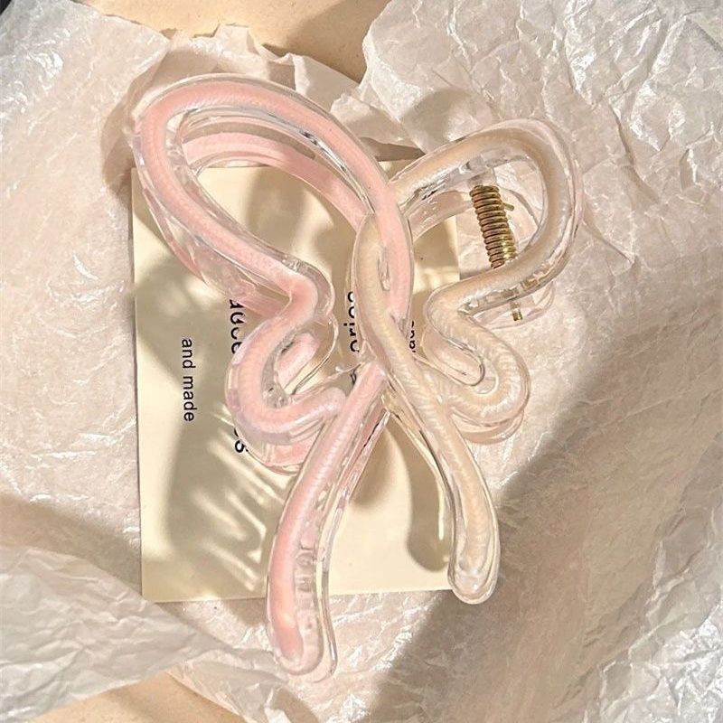 New Spring/Summer 2025 oil-dripping gradient fresh bow shark clip, back clip, girlish heart hair accessory clip full figure