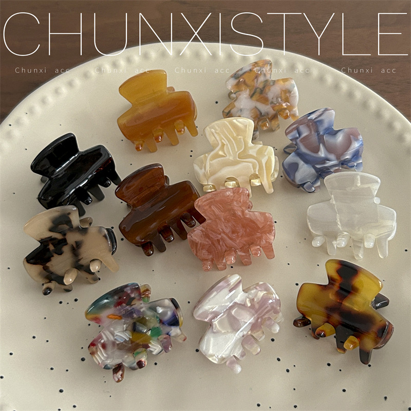 Korean acetate leopard print hair clips, small female hair clips, retro French hair clips, exquisite hair clips, head accessories details Picture