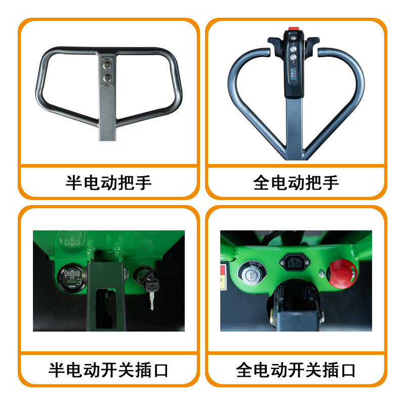 Small portable semi-electric and fully electric truck-mounted forklifts, self-lifting stackers, lifting, unloading and handling electric forklifts Specification drawing