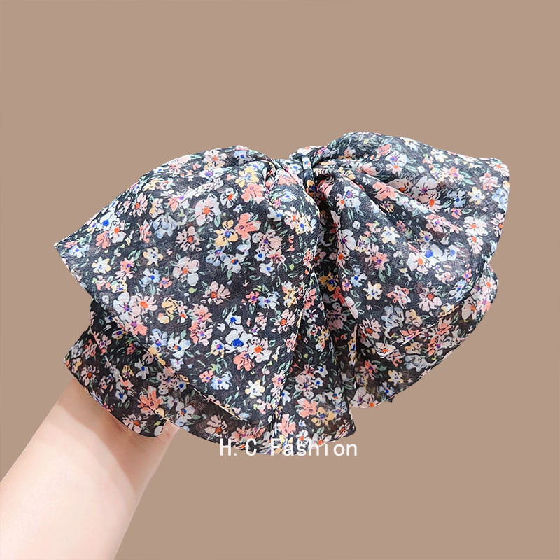 Korean sweet floral large bow clip for women, elegant and stylish ponytail clip, versatile hairpin for the back of the head full figure