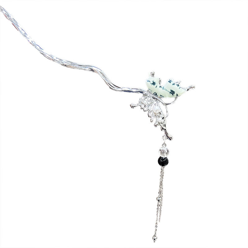New Chinese-style butterfly tassel hairpins, high-end female hairpins, ancient-style coiled hairpins, daily modern Hanfu accessories Item Picture